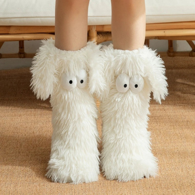 Fluffy Puppy-Design Cosy Anti-Slip Floor Socks