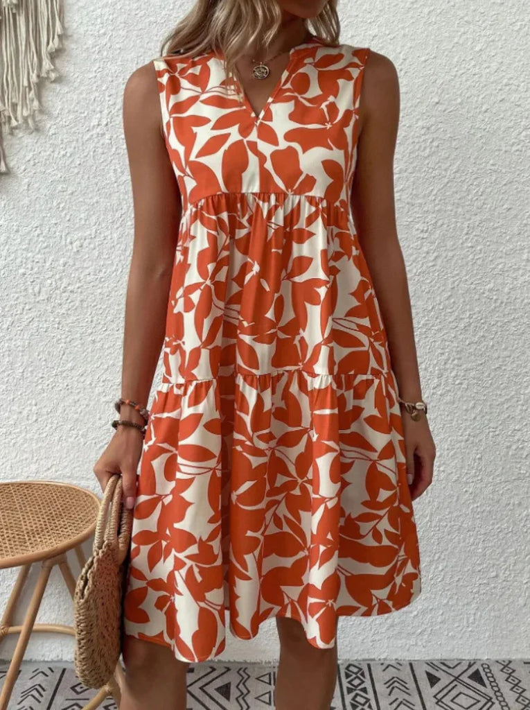 Fashionable Sleeveless Floral Dress