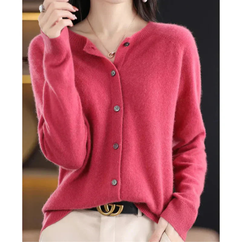 Women’s Premium Soft Wool Button-Up Layered Knitwear Sweater