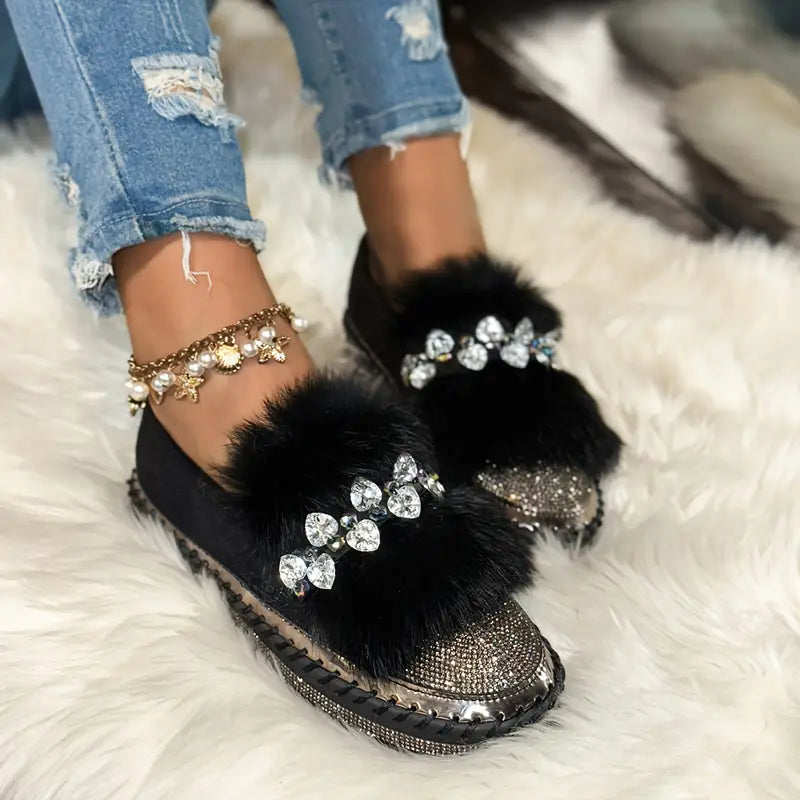 Women’s Luxe Fur & Sparkle Comfort Loafers