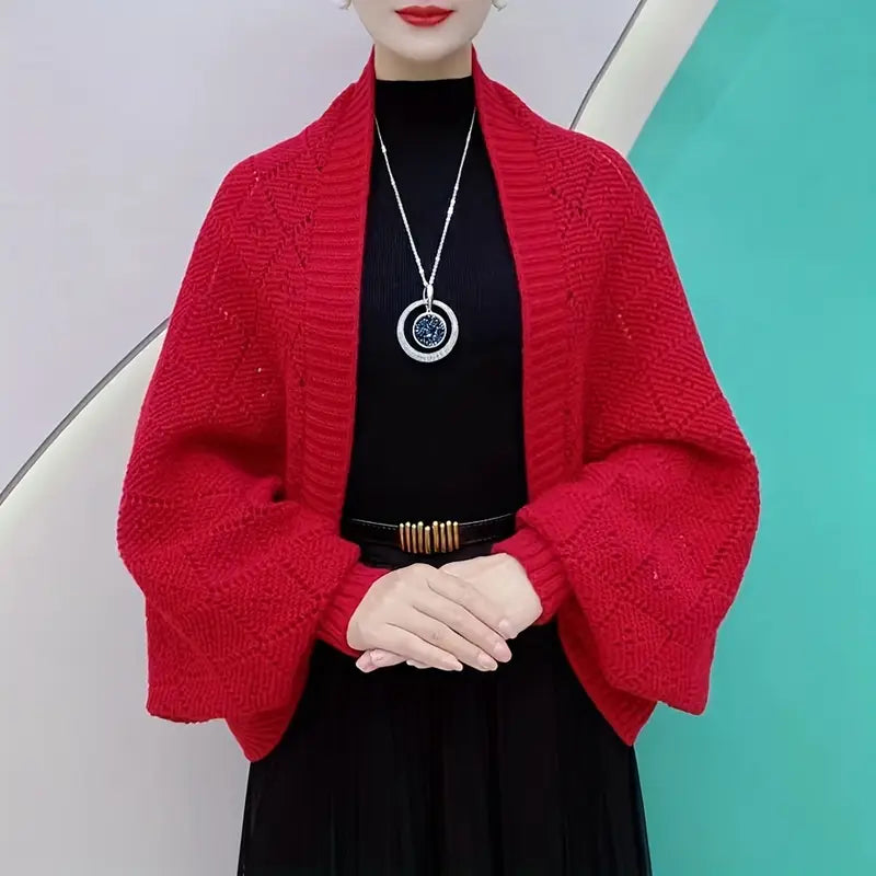 Fashion hollowed-out knitted shawl jacket