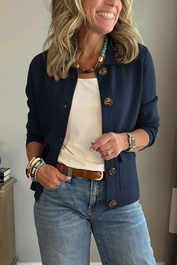 Women's Casual Lapel Pocket Solid Colour Jacket