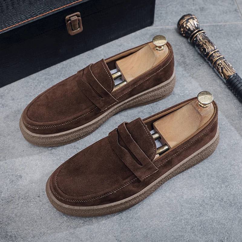 Men’s Breathable Suede Slip-On Thick-Sole Casual Shoes