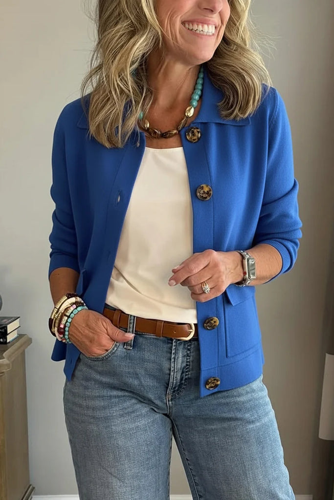 Women's Casual Lapel Pocket Solid Colour Jacket