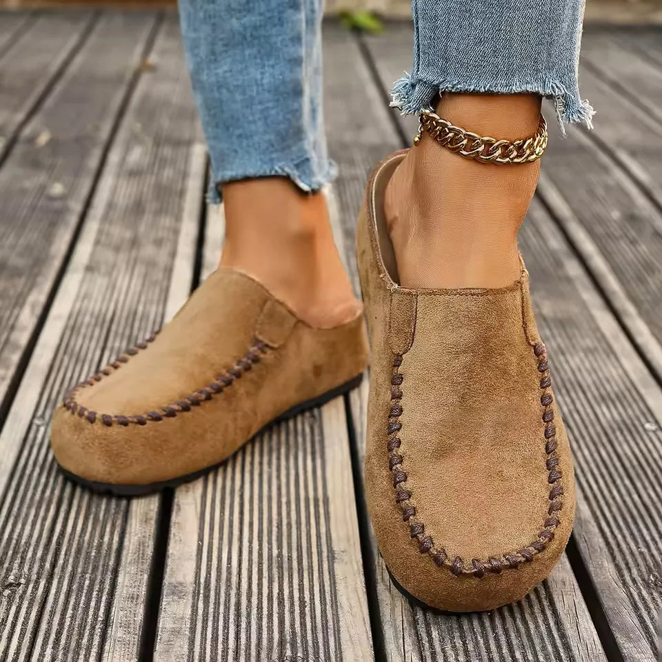 Women’s Vintage Stitch Leather Slip-On Mules