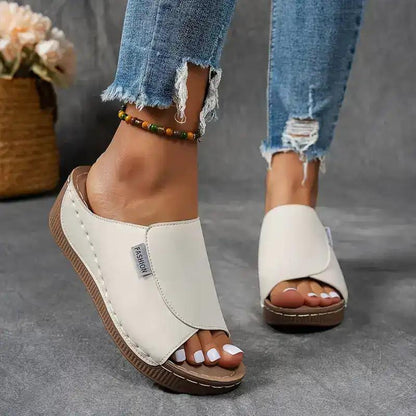 Comfortable Arch Support Slides - Women's Solid Color Sandals - Breathable