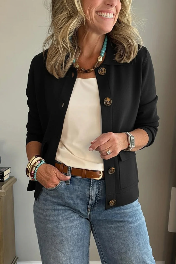 Women's Casual Lapel Pocket Solid Colour Jacket