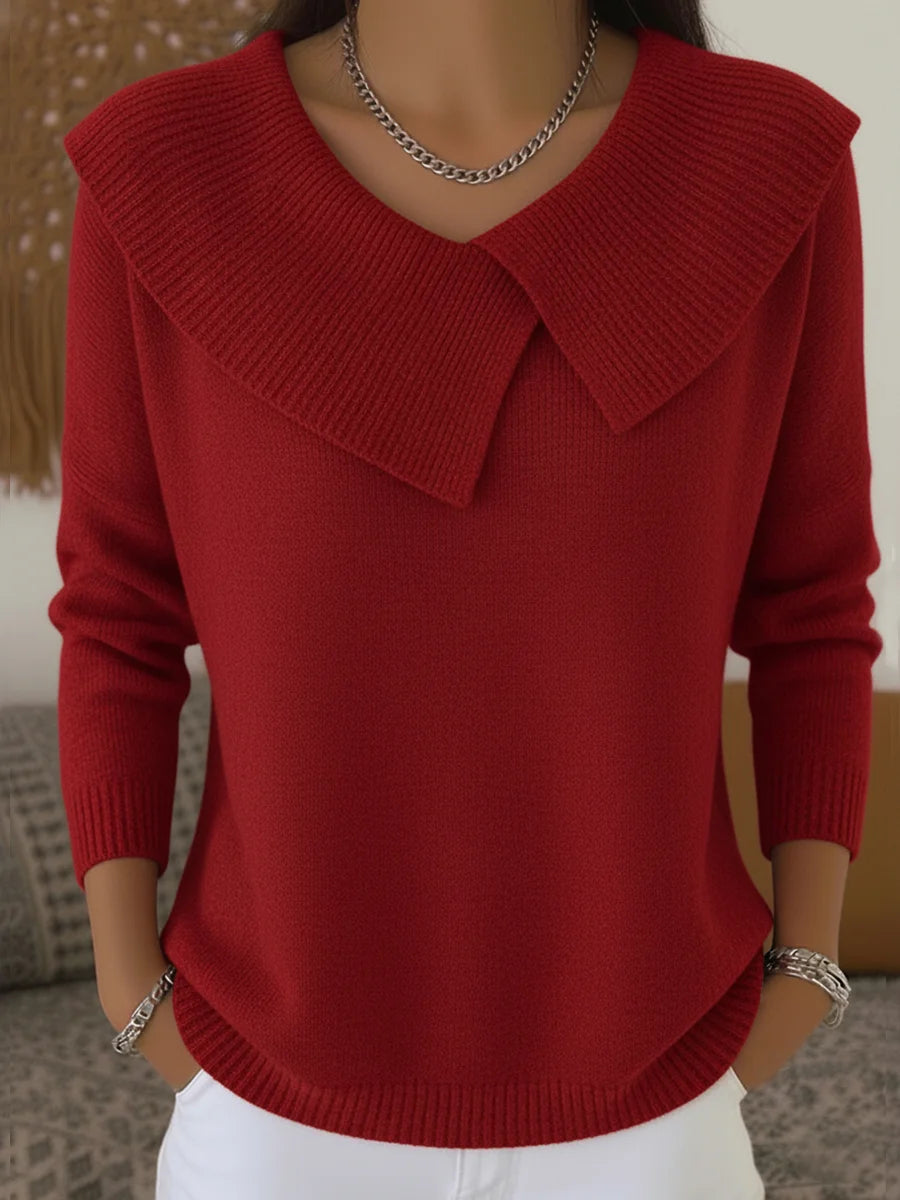 Women’s Lapel Collar Christmas Knit Sweater