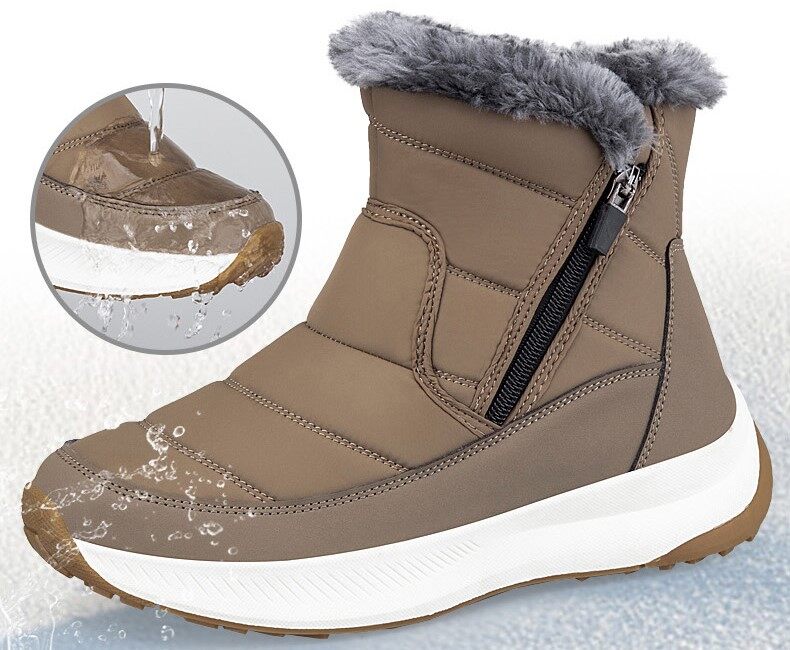 Men’s Easy-Zip Fur-Lined Waterproof Puffer Snow Boots