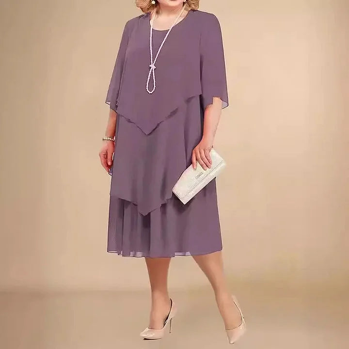 Women’s Irregular Layer Chiffon Midi Dress