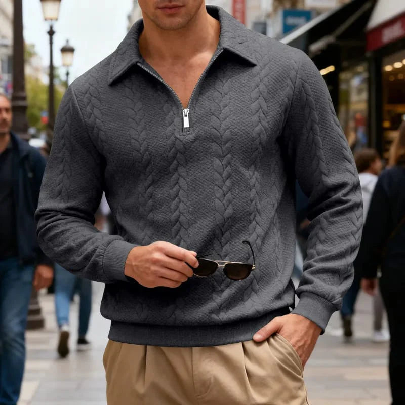 Men’s Zip Cable Knit Sweater