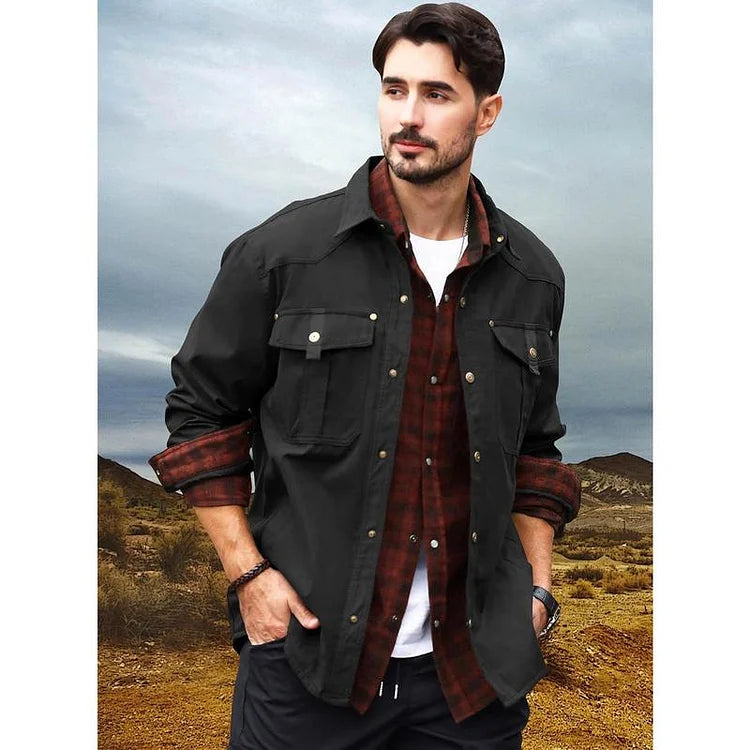 Men’s Flannel-Lined Workwear Shacket Jacket