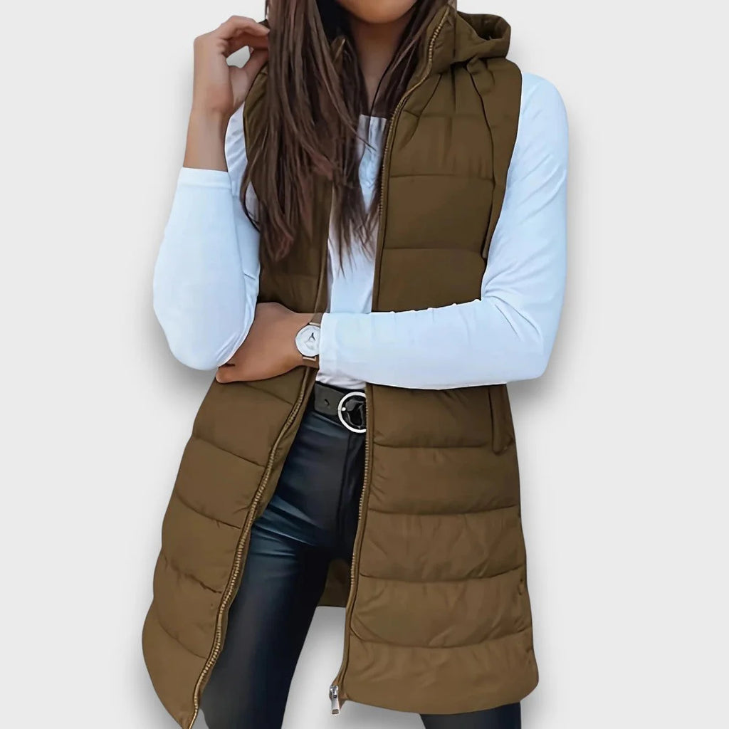 Women’s Longline Hooded Puffer Gilet