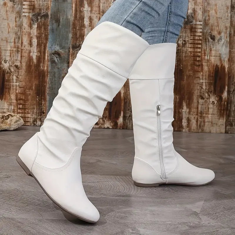 Women’s Retro Pleated Knee High Boots