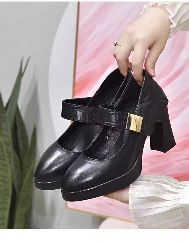 Chunky Buckle High Heels Shoes