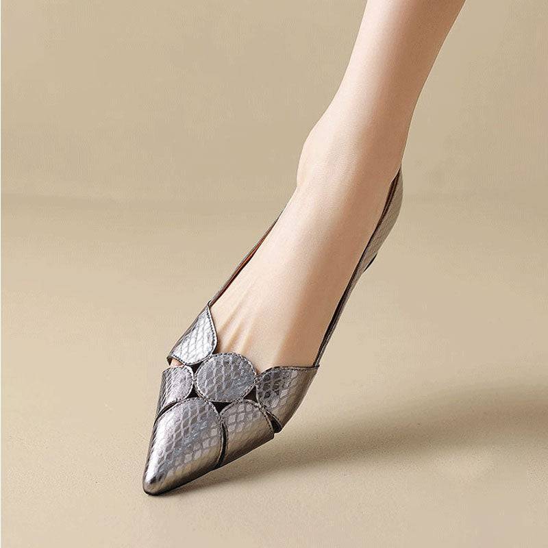 Women’s Textured Pointed Toe Slip On Flats