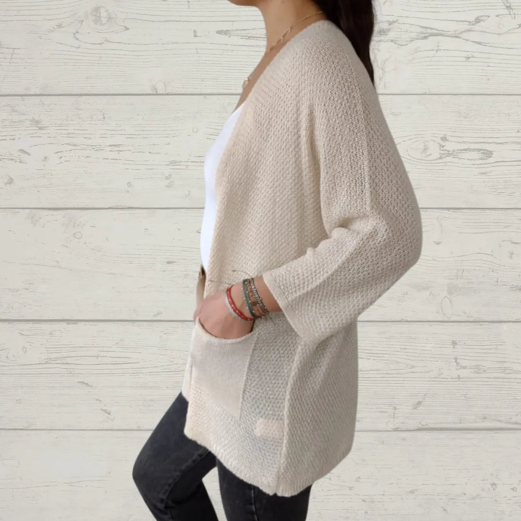 Women’s 3/4 Sleeve Open-Front Pocket Cardigan