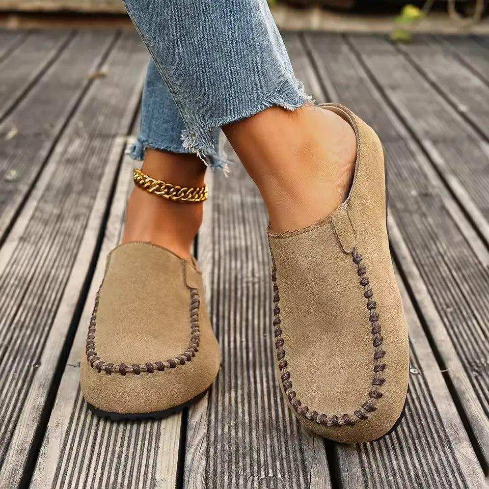 Women’s Vintage Stitch Leather Slip-On Mules