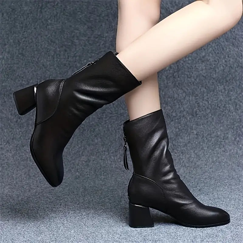 Women's Mid Platform Heel Ankle Boots