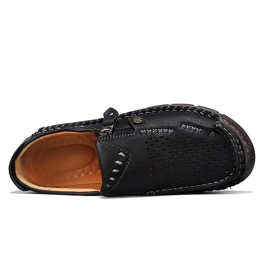 Men's Premium Wide-Toe Leather Zip Loafers