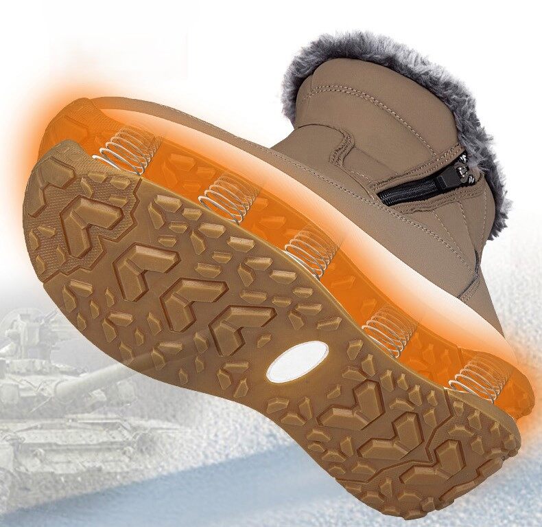 Men’s Fur-Lined Easy-Zip Waterproof Puffer Snow Boots