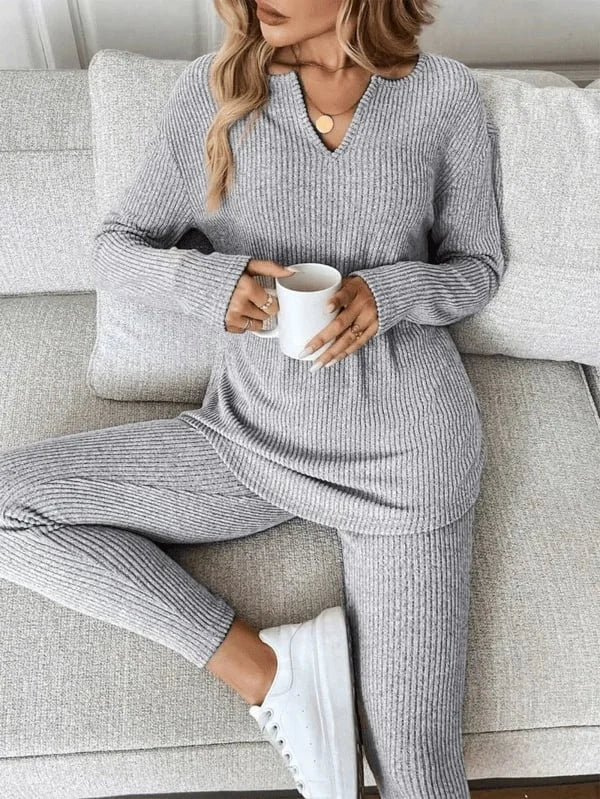 Women’s Ribbed Plush Knit Lounge Co-Ord Set