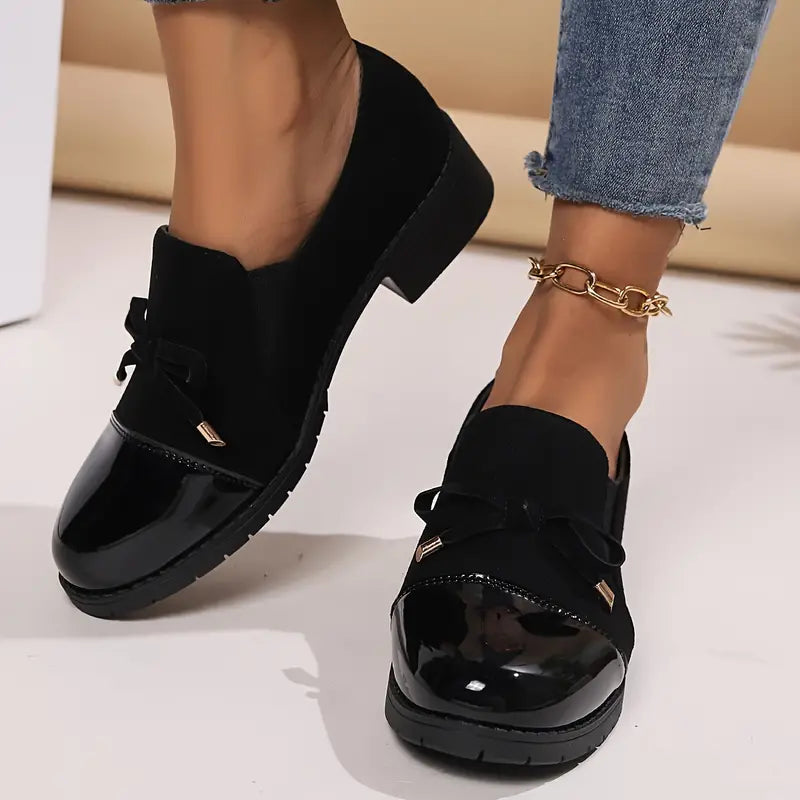 Women's Bowknot Decor Chunky Heel Loafers