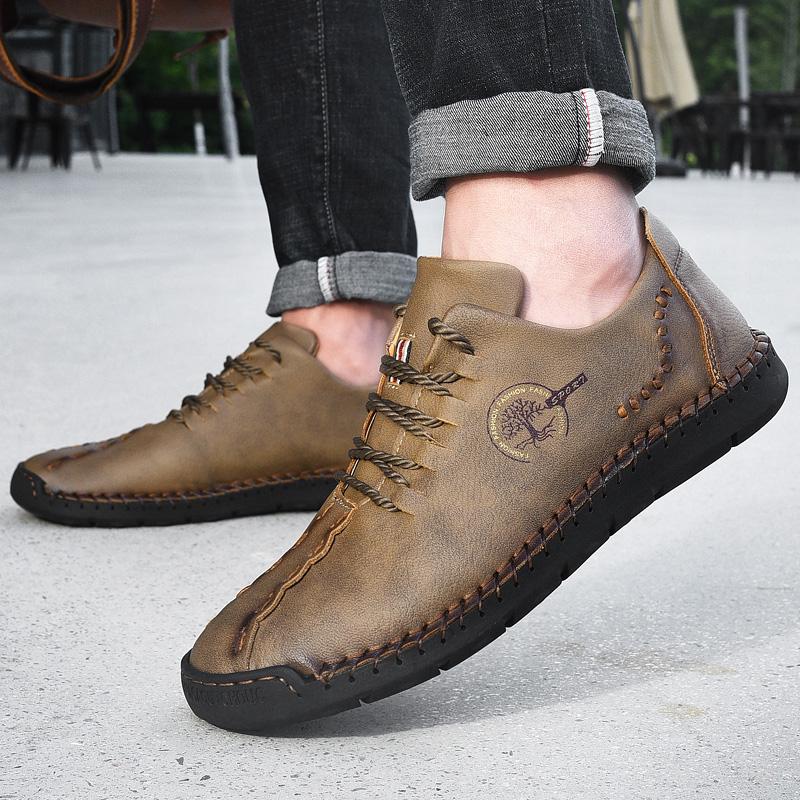 Men’s Handmade Leather Lace-Up Soft-Sole Driving Shoes