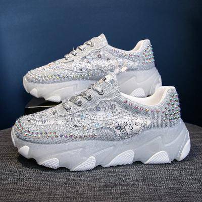 Women’s Sparkle Mesh Rhinestone Platform Trainers