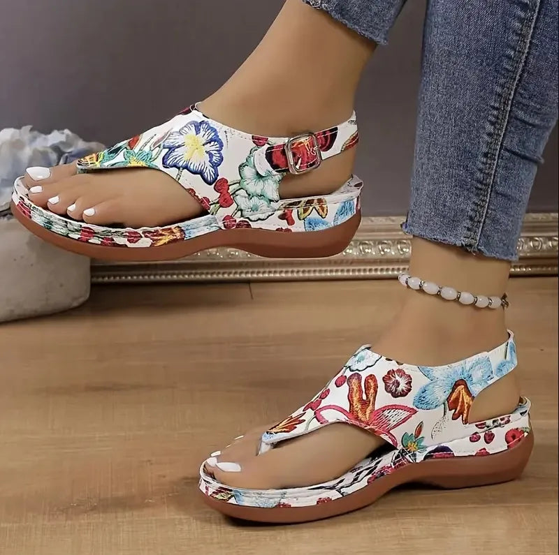 Embroidered Orthopedic Wedge Sandals