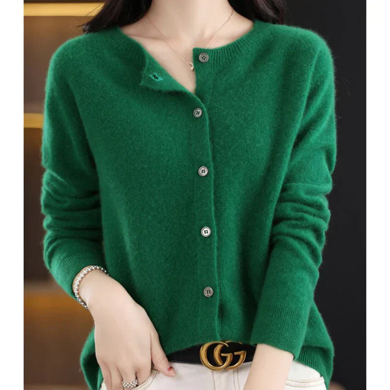 Women’s Premium Soft Wool Button-Up Layered Knitwear Sweater