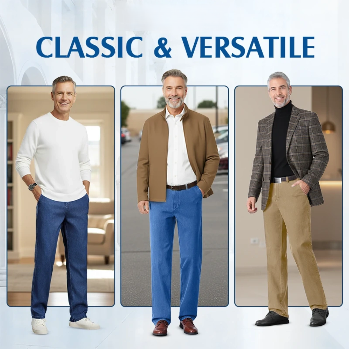 Men’s Stretch Straight-Leg Classic Jeans