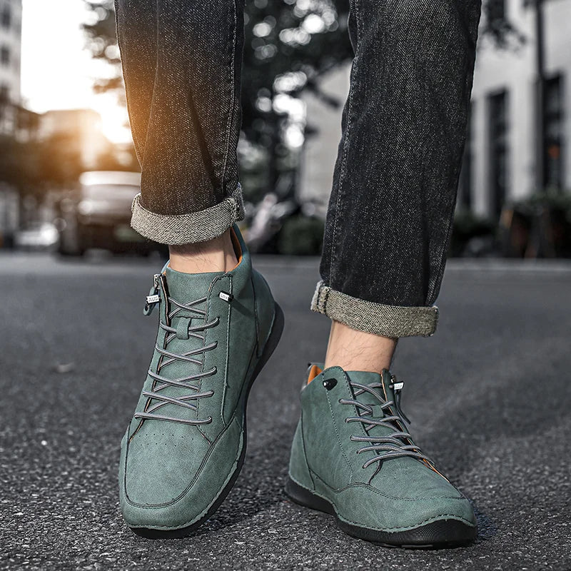 Men’s Wide-Toe Orthotic Waterproof Leather Slip-On Boots