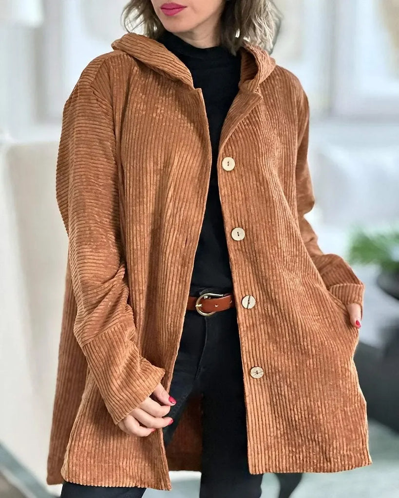 Women's Casual Corduroy Hooded Jacket