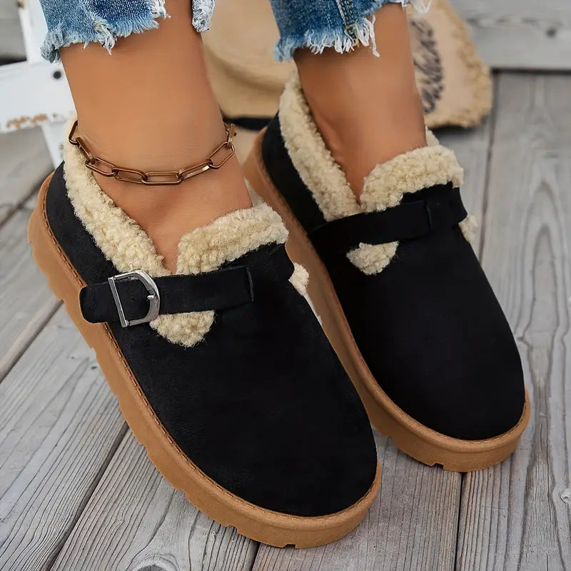 Women's Plush Round Toe Slip-on Flats