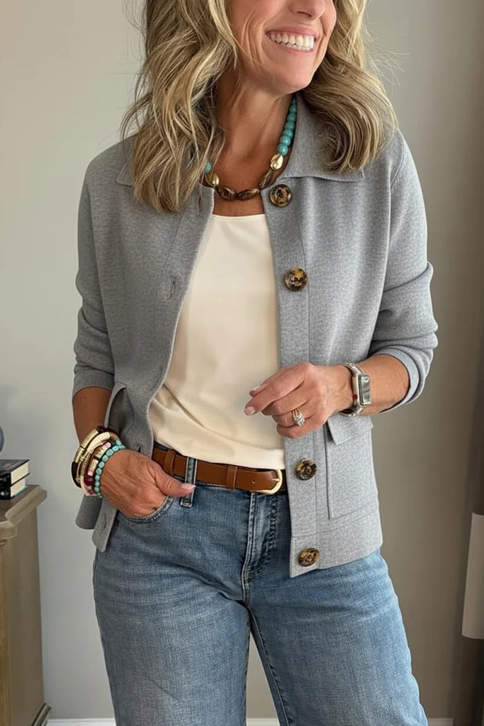 Women's Casual Lapel Pocket Solid Colour Jacket
