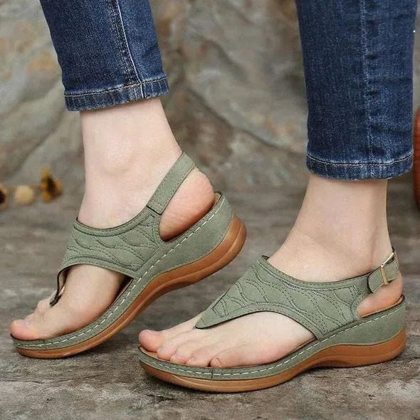 Embroidered Orthopedic Wedge Sandals