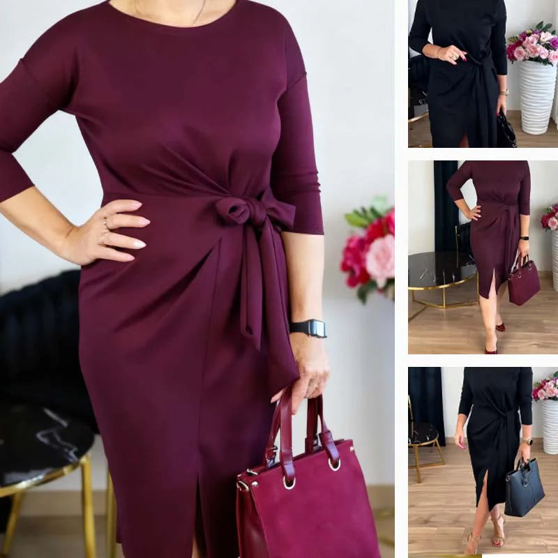 Women’s Front-Knot Slit Midi Dress