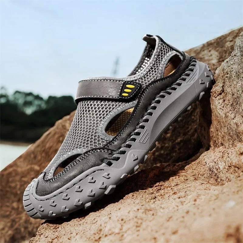 Men's Handmade Cowhide Breathable Mesh Sandals