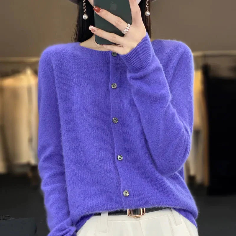 Women’s Premium Soft Wool Button-Up Layered Knitwear Sweater