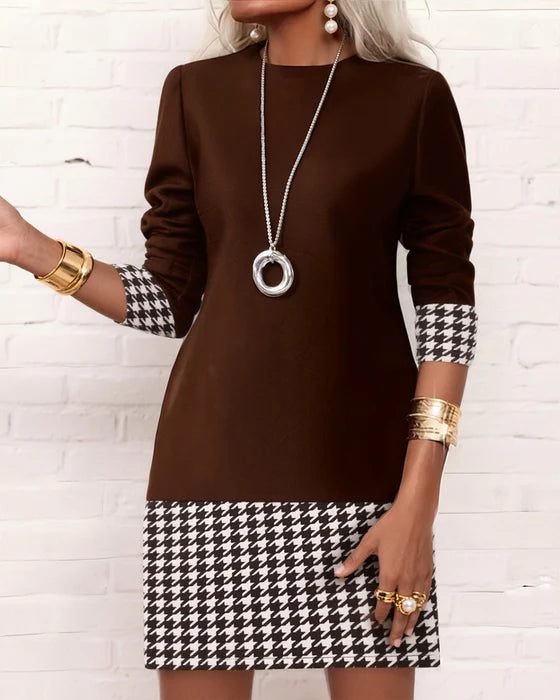 Women’s Houndstooth Panel Shift Dress