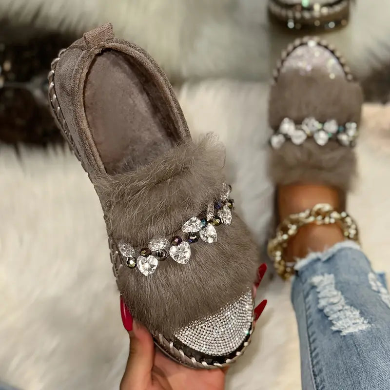 Women’s Luxe Fur & Sparkle Comfort Loafers