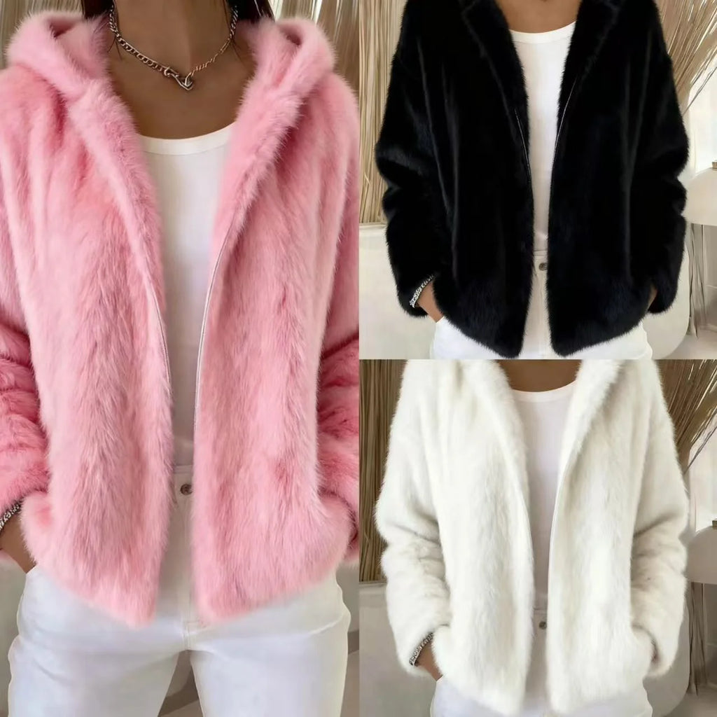 Women's Fashion Plush Hooded Jacket