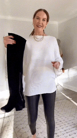 Pull tunique oversize à col bateau et manches chauve-souris en maille cÎtelée pour femme