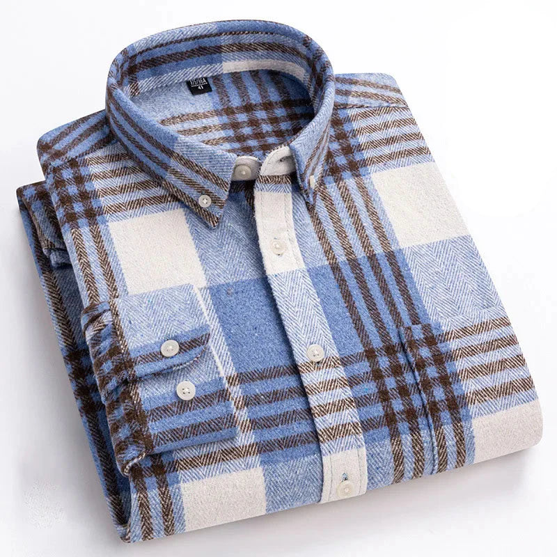 Men’s Brushed Cotton Wrinkle-Resistant Flannel Shirt