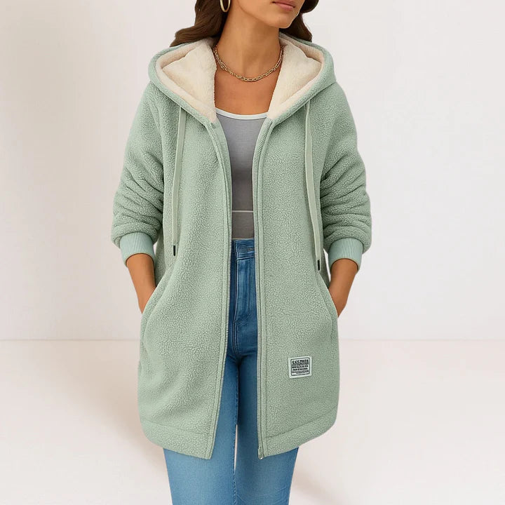 Women’s Longline Fleece-Lined Zip Hoodie Jacket