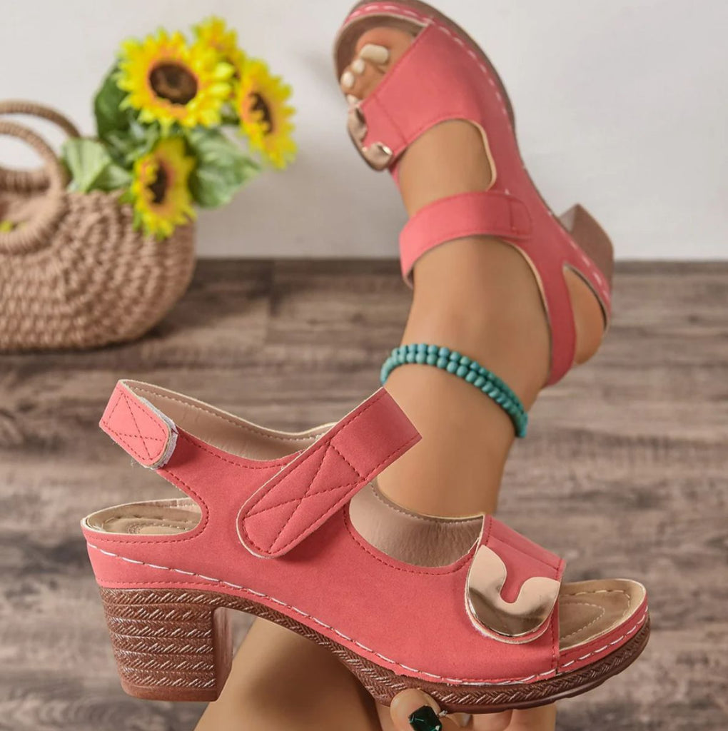 👡Open Toe Metal Buckle Chunky Heel Orthopaedic Sandals For Women