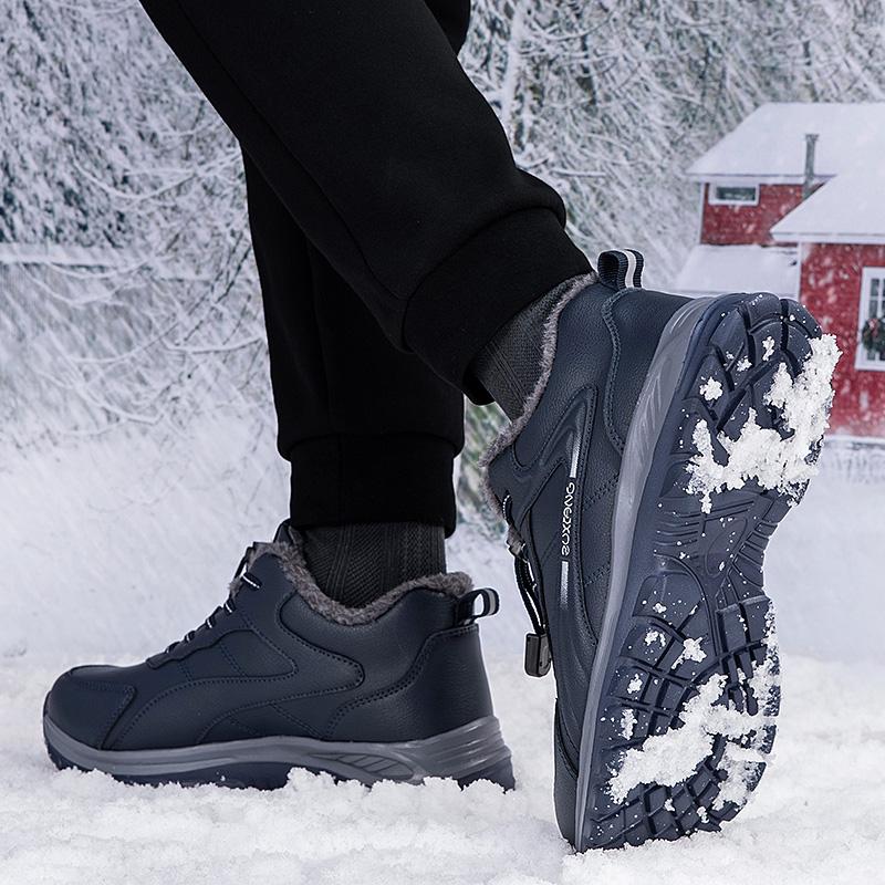 Men’s High-Top Plush-Lined Anti-Slip Walking Shoes