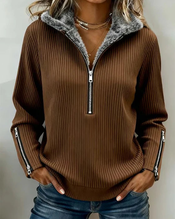 Women's Casual Demi-Zip Sweatshirt