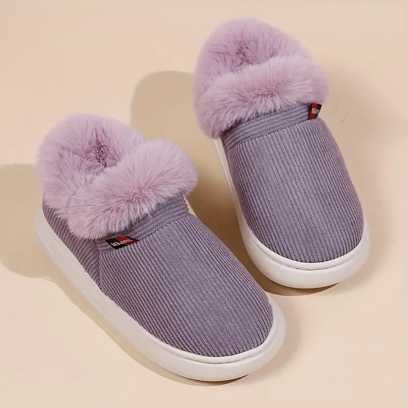 Unisex Warm Booties with Plush Lining - Non-Slip & Durable